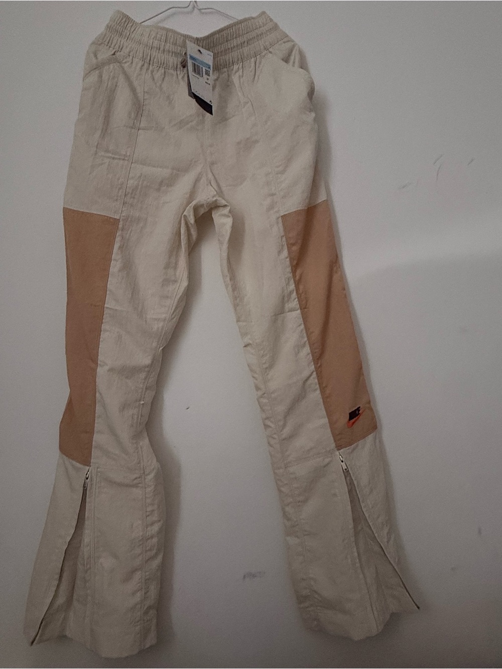 Nike Womens Cream Elastic-Waist Track Pants with Tag